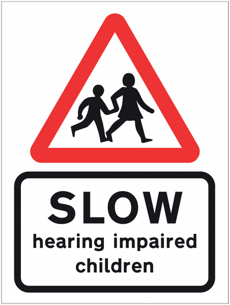 SLOW Hearing Impaired Children Sign with Children Symbol