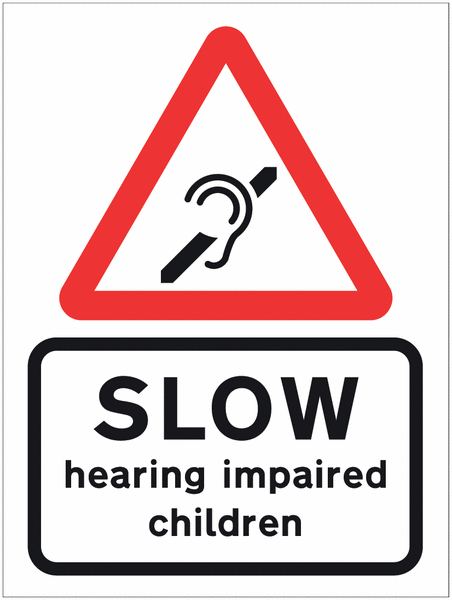 SLOW Hearing Impaired Children Sign with Hearing Symbol
