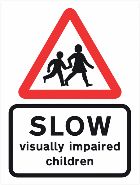 SLOW Visually Impaired Children Sign with Children Sign