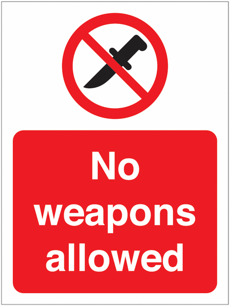 No Weapons Allowed Car Park Sign