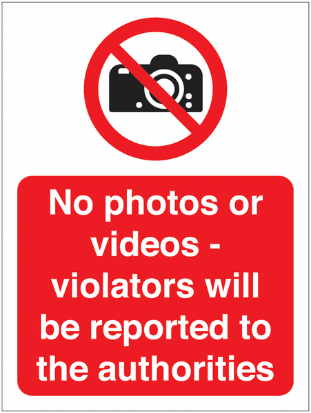 No Photos Or Videos Sign For Car Parks