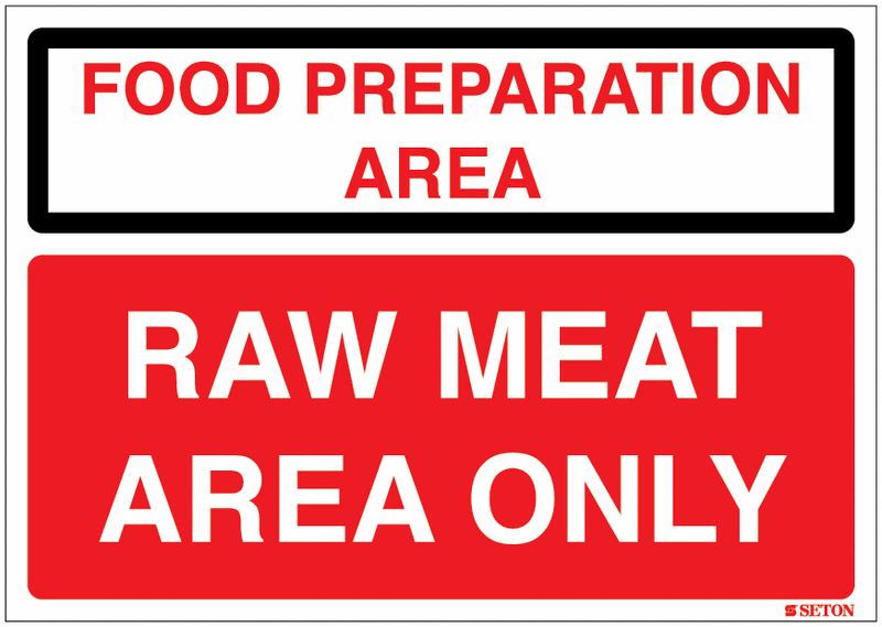 Food Preparation Area/Raw Meat Area Only Sign