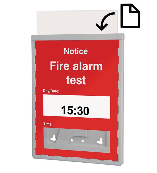 Update Sign Holder - Fire Alarm Test Sign