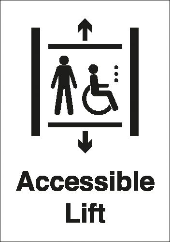 Accessible Lift A4 Portrait White/Black Single Signs