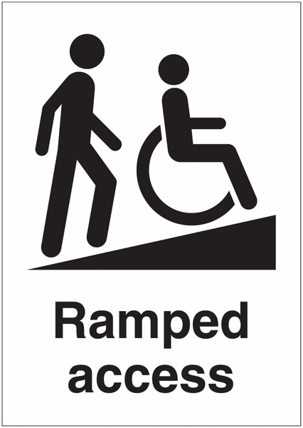 Ramped Access A4 Portrait White/Black Single Signs
