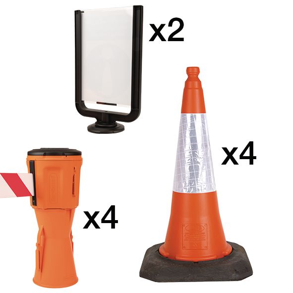 Seton EasyExtend Retractable Barrier Head, Cone, Cone Adaptor and Sign Kit