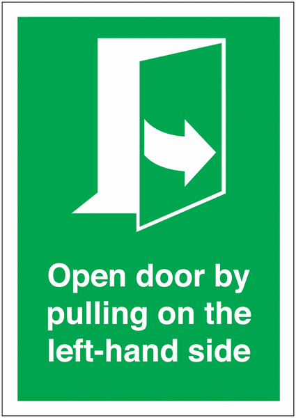 Open Door By Pulling On The Left Sign