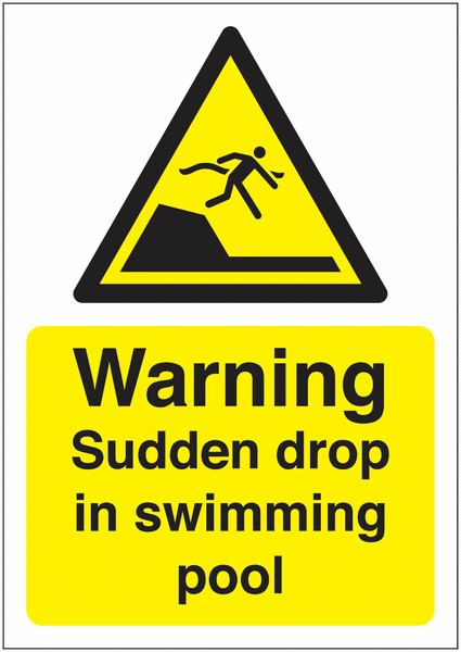 Warning Sudden Drop In Swimming Pool Sign