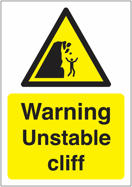 Warning Unstable Cliff Sign