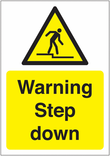 Warning Step Down Sign