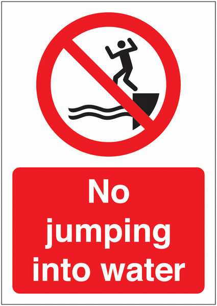 No Jumping Into Water Sign