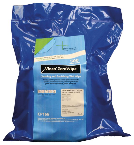 Vinco ZeroWipe Cleaning and Sanitising Wet Wipes