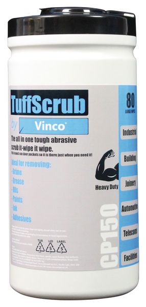 Vinco TuffScrub 2 Sided Textured and Soft Wipes