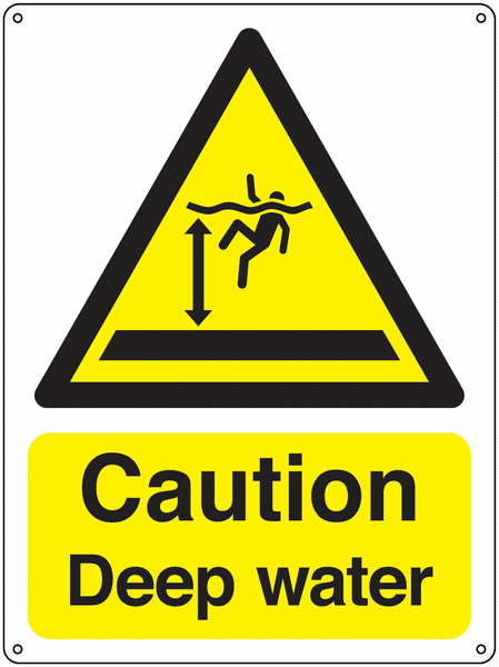 Caution Deep Water - Vandal-Resistant Sign