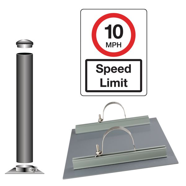 Traffic Speed Limit Sign Installation Kit - 10 MPH