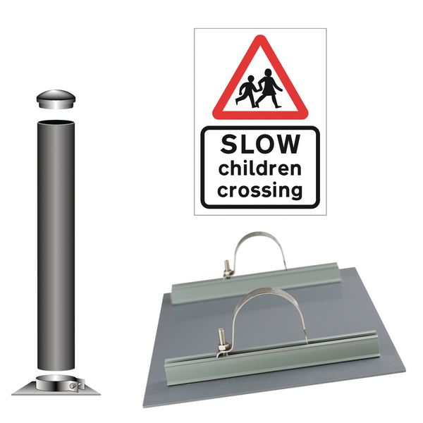 SLOW - Children Crossing - Traffic Sign Installation Kit