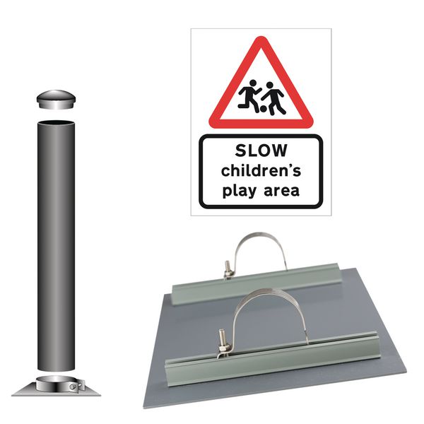 SLOW - Children's Play Area - Traffic Sign Installation Kit