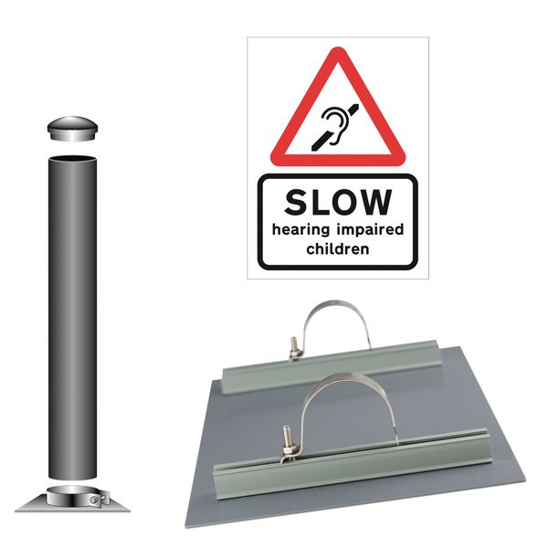 SLOW - Hearing Impaired Children (Hearing Symbol) - Traffic Sign Installation Kit