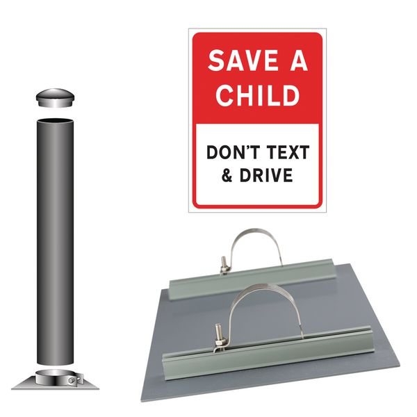 Save a Child - Don't Text and Drive - Traffic Sign Installation Kit