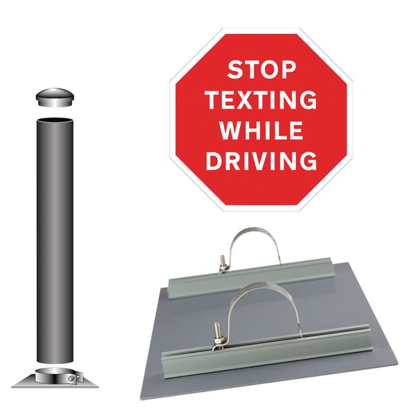 STOP Texting While Driving - Traffic Sign Installation Kit