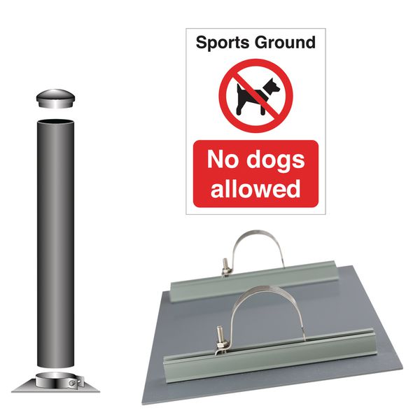 Sports Ground - No Dogs Allowed - Sign Installation Kit