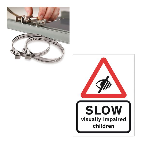 SLOW - Visually Impaired Children (Blind Symbol) - Traffic Sign Installation Kit