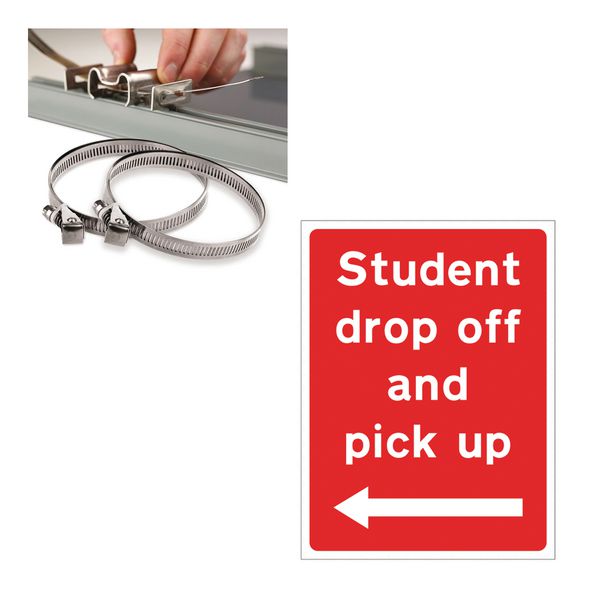 Student Drop Off/Pick Up (Left Arrow Symbol) - Traffic Sign Installation Kit