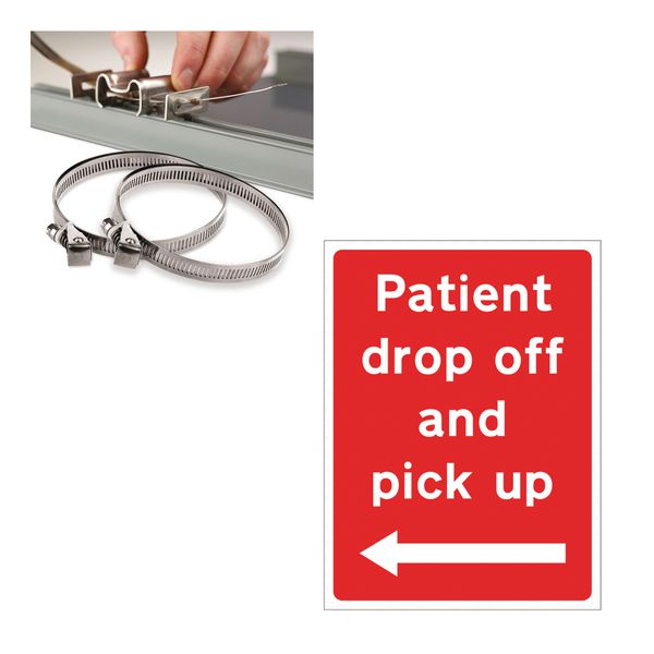 Patient Drop Off/Pick Up (Left Arrow Symbol) - Traffic Sign Installation Kit