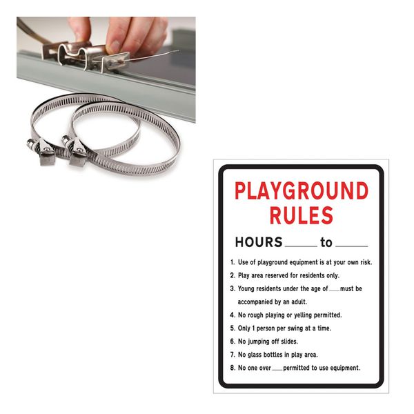 Playground Rules in Set Hours - School Sign Installation Kit