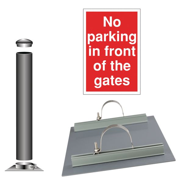 No Parking In Front Of Gates - Car Park Sign Installation Kit