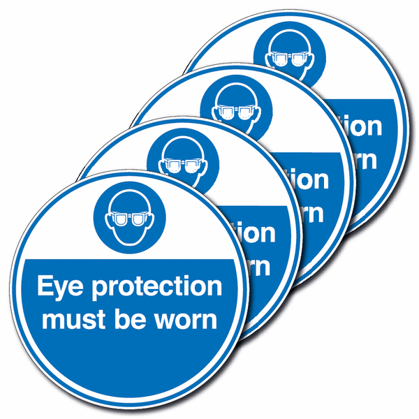 4-Pack Anti-Slip Floor Signs - Eye Protection Must Be Worn
