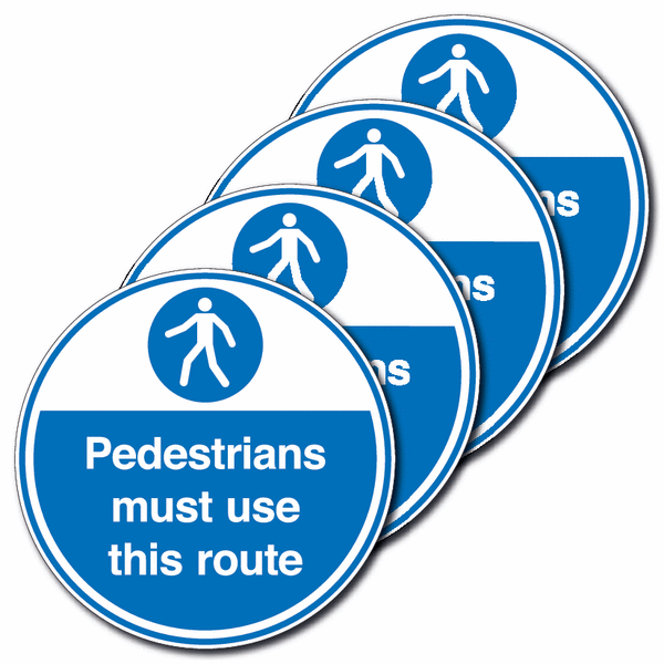 4-Pack Anti-Slip Floor Signs - Pedestrians Must Use This Route