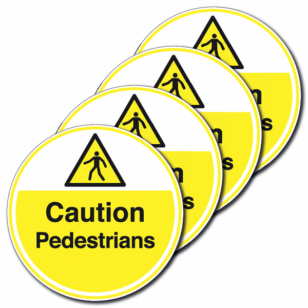 4-Pack Anti-Slip Floor Signs - Caution Pedestrians