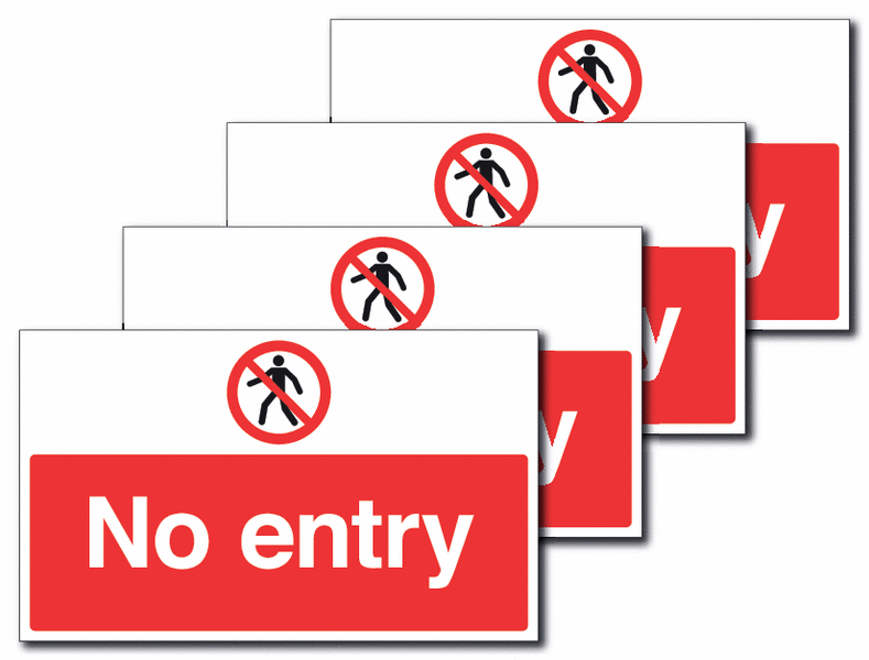 4-Pack Anti-Slip Floor Signs - No Entry