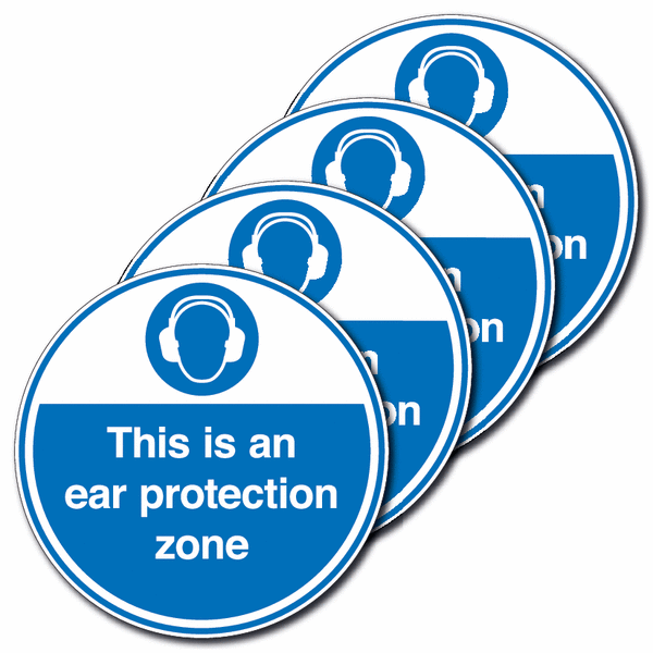 4-Pack Anti-Slip Floor Signs - This Is An Ear Protection Zone