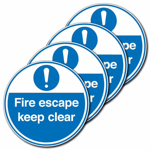 4-Pack Anti-Slip Floor Signs - Fire Escape Keep Clear