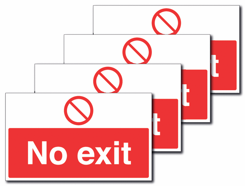 4-Pack Anti-Slip Floor Signs - No Exit