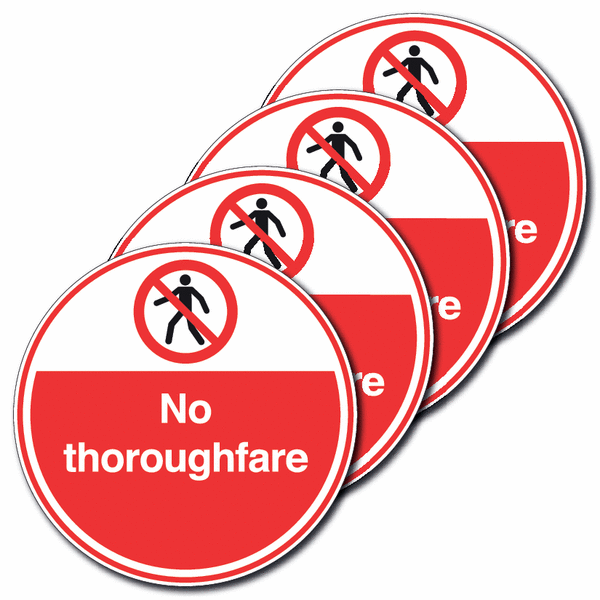 4-Pack Anti-Slip Floor Signs - No Thoroughfare