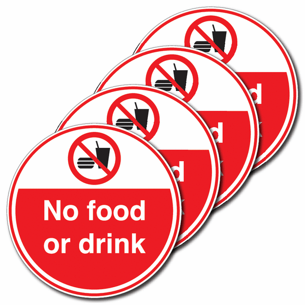 4-Pack Anti-Slip Floor Signs - No Food Or Drink