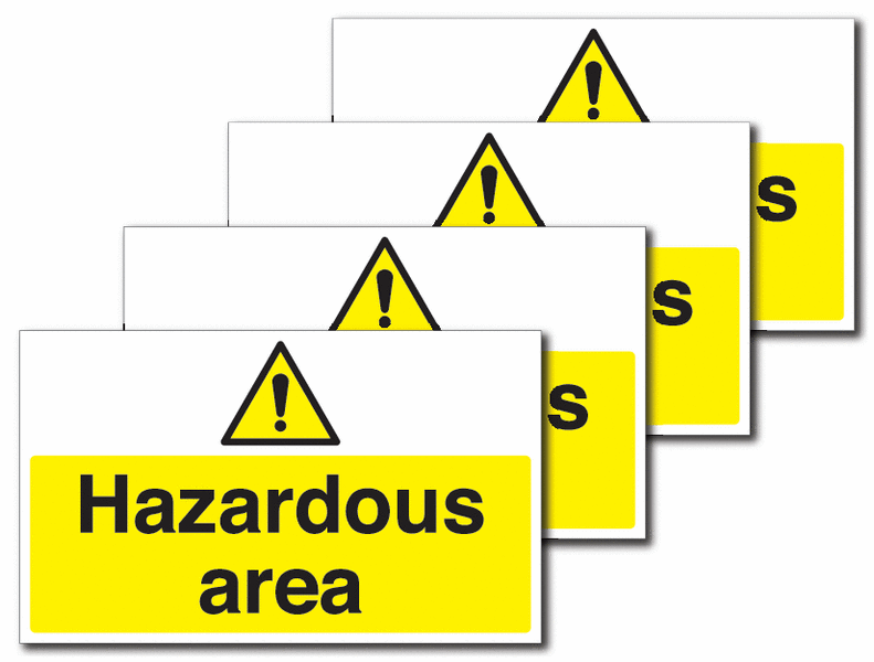 4-Pack Anti-Slip Floor Signs - Hazardous Area