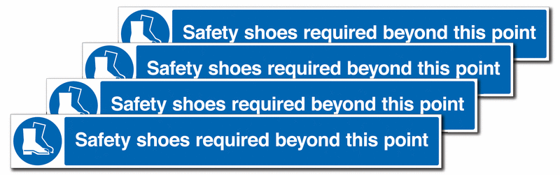 4-Pack Anti-Slip Floor Strips - Safety Shoes Required Beyond This Point