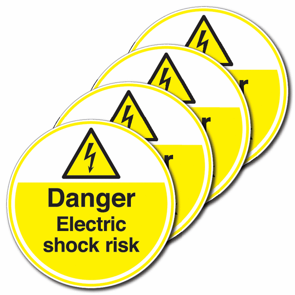 4-Pack Anti-Slip Floor Signs - Danger Electric Shock Risk