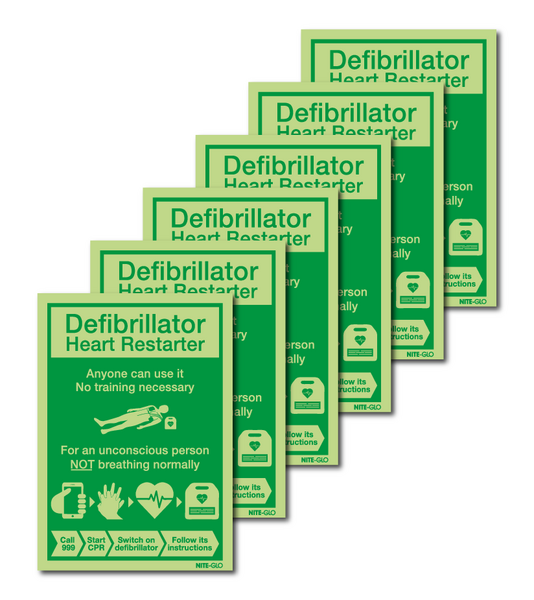 6-Pack Nite-Glo Defibrillator User Guide Signs
