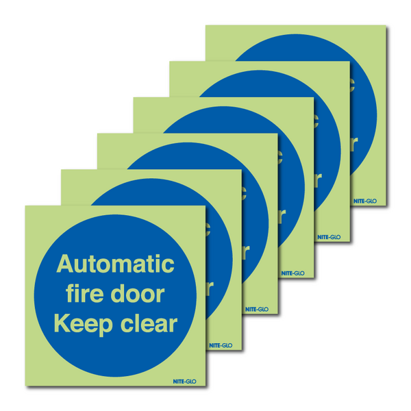 6-Pack Nite-Glo Automatic Fire Door Keep Clear Signs