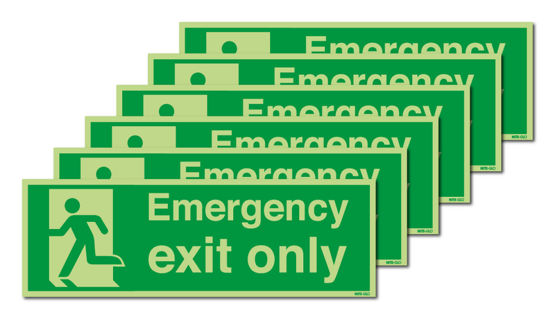 6-Pack Nite-Glo Emergency Exit Only Signs