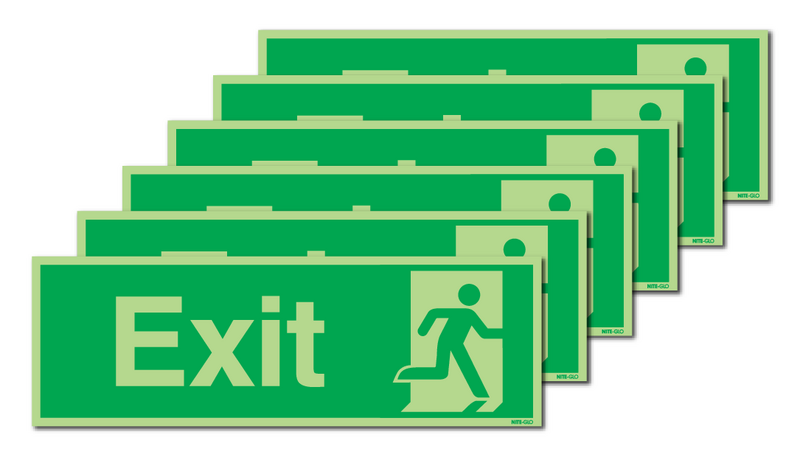 6-Pack Nite-Glo Exit Running Man Right Signs