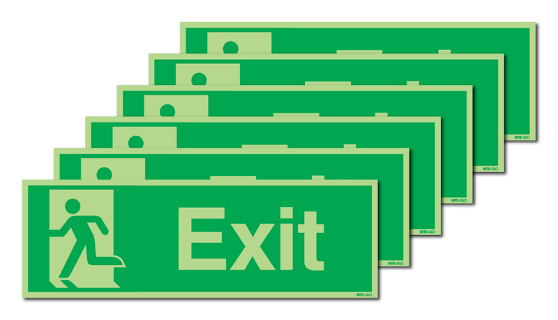 6-Pack Nite-Glo Exit Running Man Left Signs
