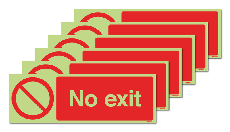 6-Pack Nite-Glo Photoluminescent No Exit Signs