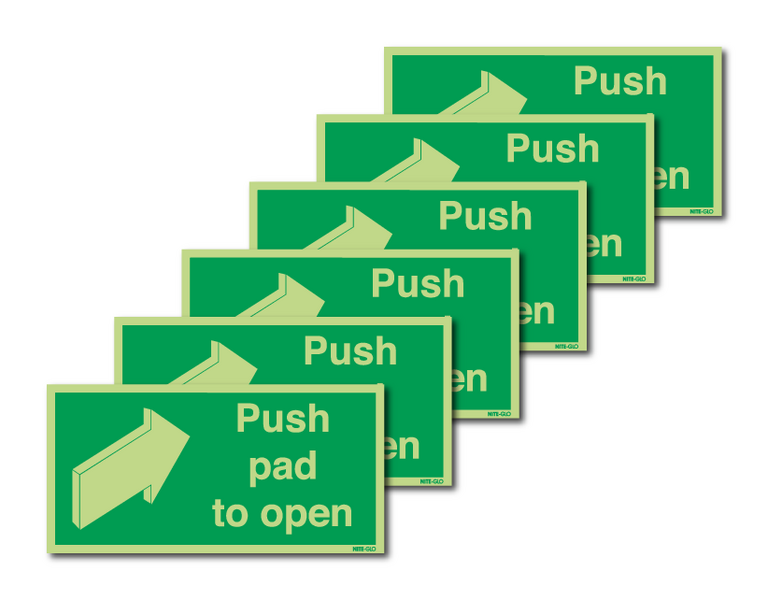 6-Pack Nite-Glo Push Pad To Open and Back Arrow Signs