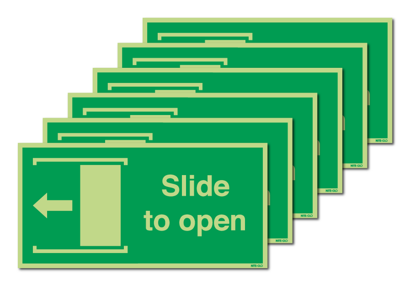 6-Pack Nite-Glo Slide To Open (Arrow Left) Signs